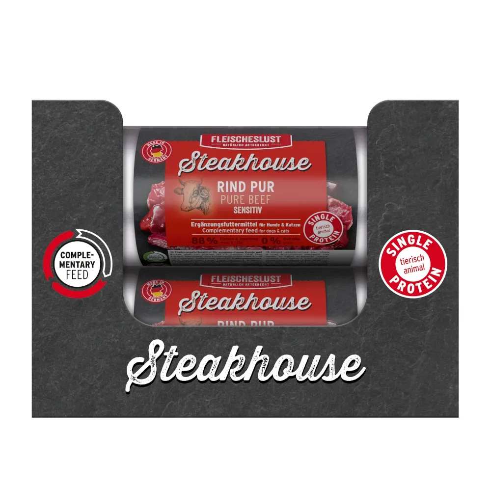 Fleischeslust Steakhouse Sensitive 12 x 500 g - Rind pur