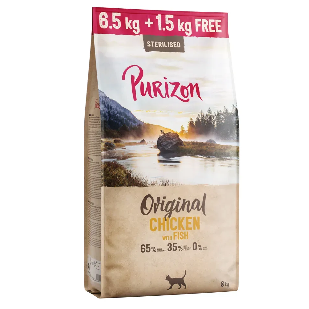 1,5 kg gratis! Purizon Adult Getreidefrei 8 kg - Sterilised Huhn & Fisch