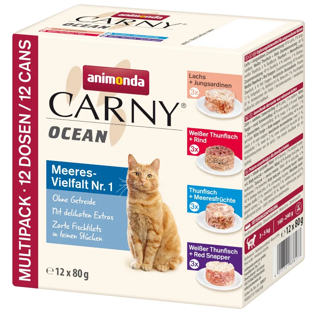 animonda Carny Ocean 12 x 80 g - Weisser Thunfisch + Rind
