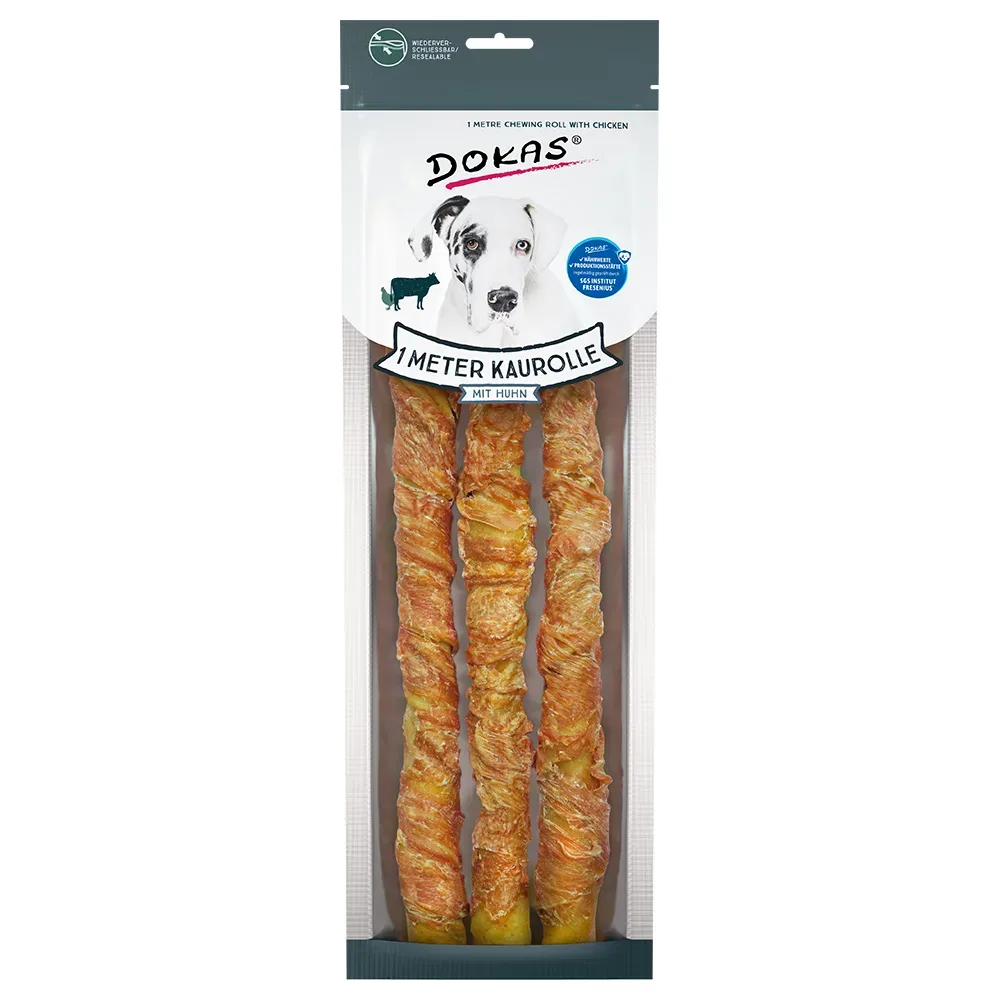 Dokas Hundesnack 1 Meter Kaurolle - Sparpaket: 6 x 315 g Huhn