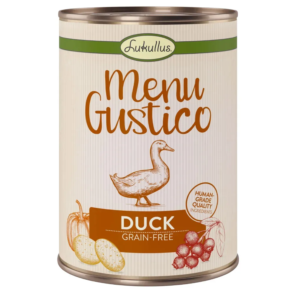 Sparpaket Lukullus Menu Gustico 24 x 400 g - Ente mit Karotte, Preiselbeeren und Rosmarin