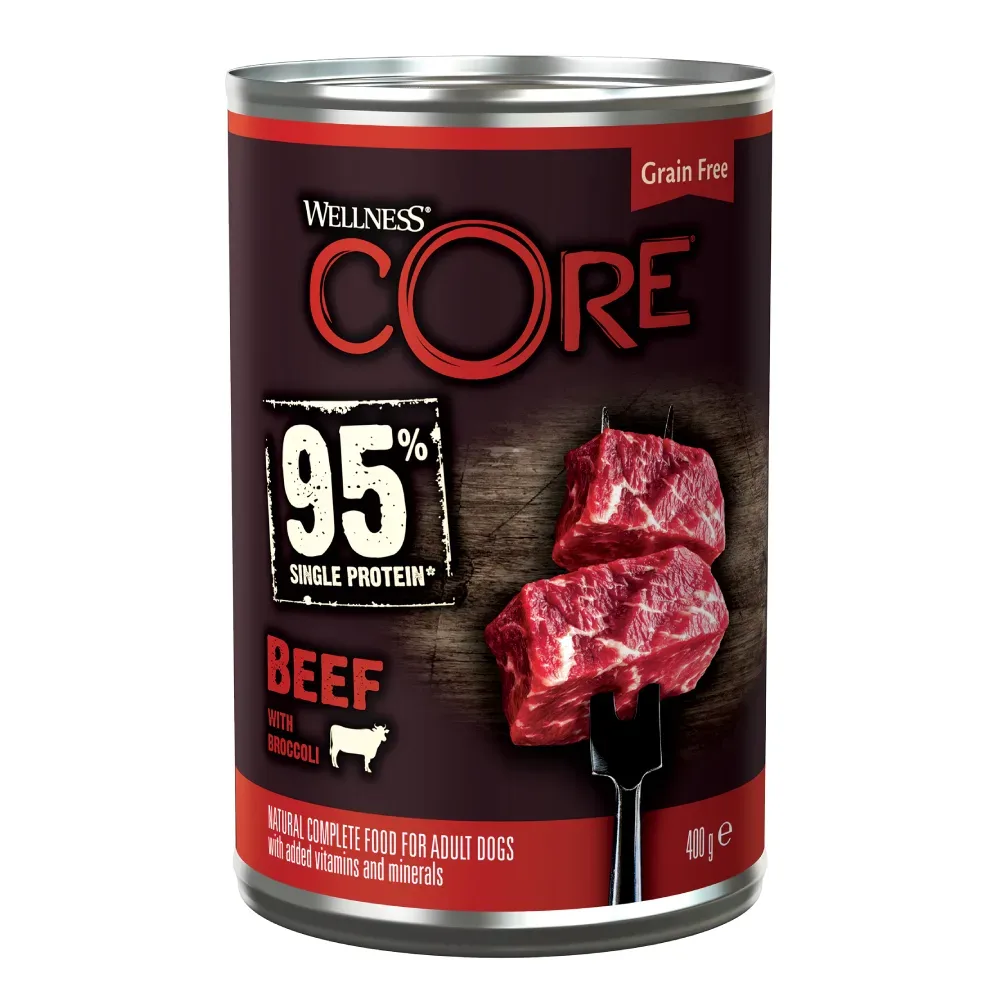 Wellness Core Adult 95% Single Protein 6 x 400 g - Rind & Brokkoli