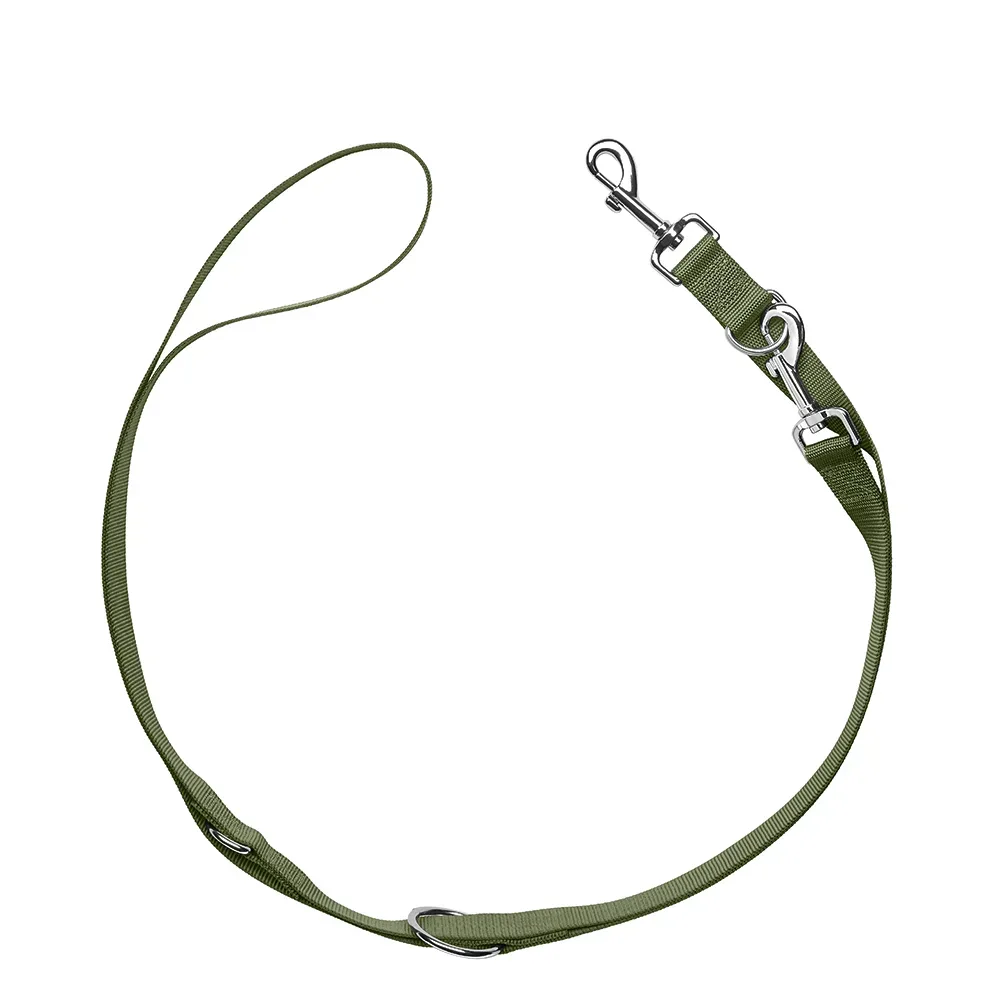 HUNTER Verstellbare Führleine London, olivgrün - 200 cm lang, 10 mm breit