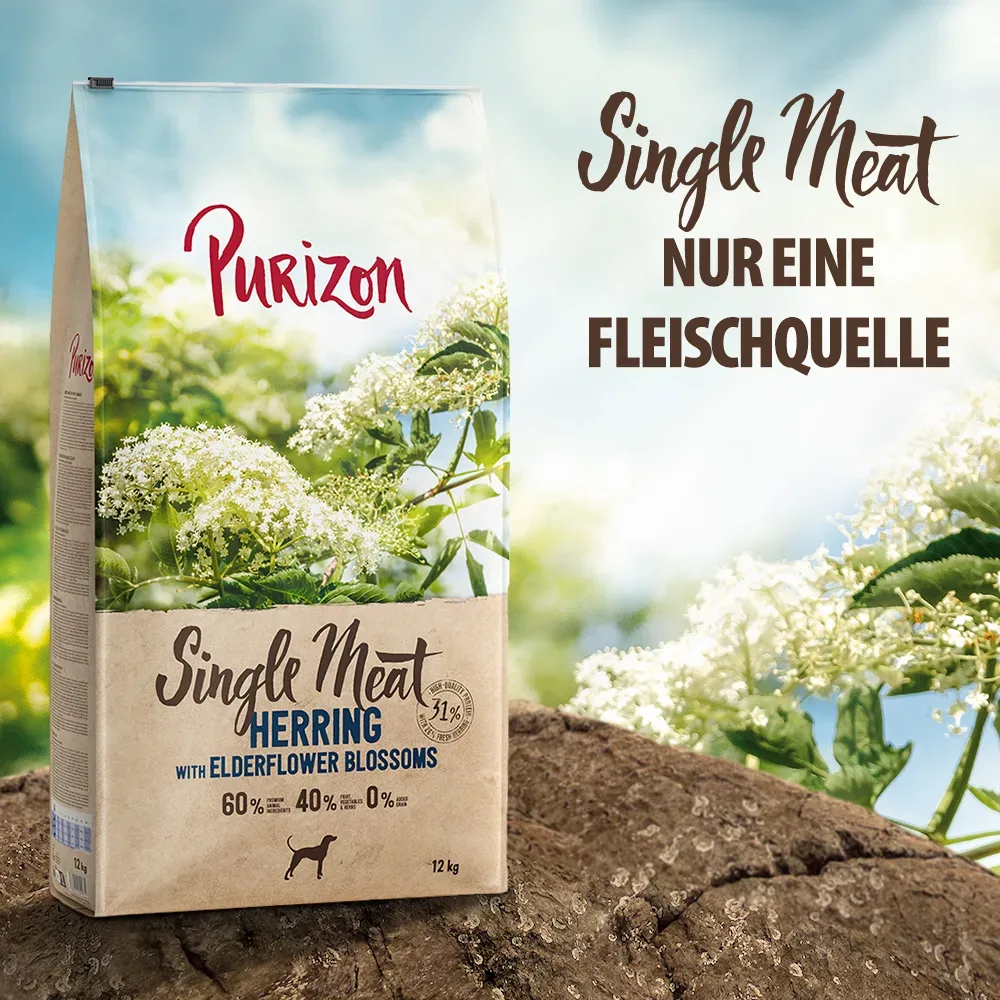Sparpaket Purizon 2 x 12 kg - Single Meat: Adult Hering mit Holunderblüten