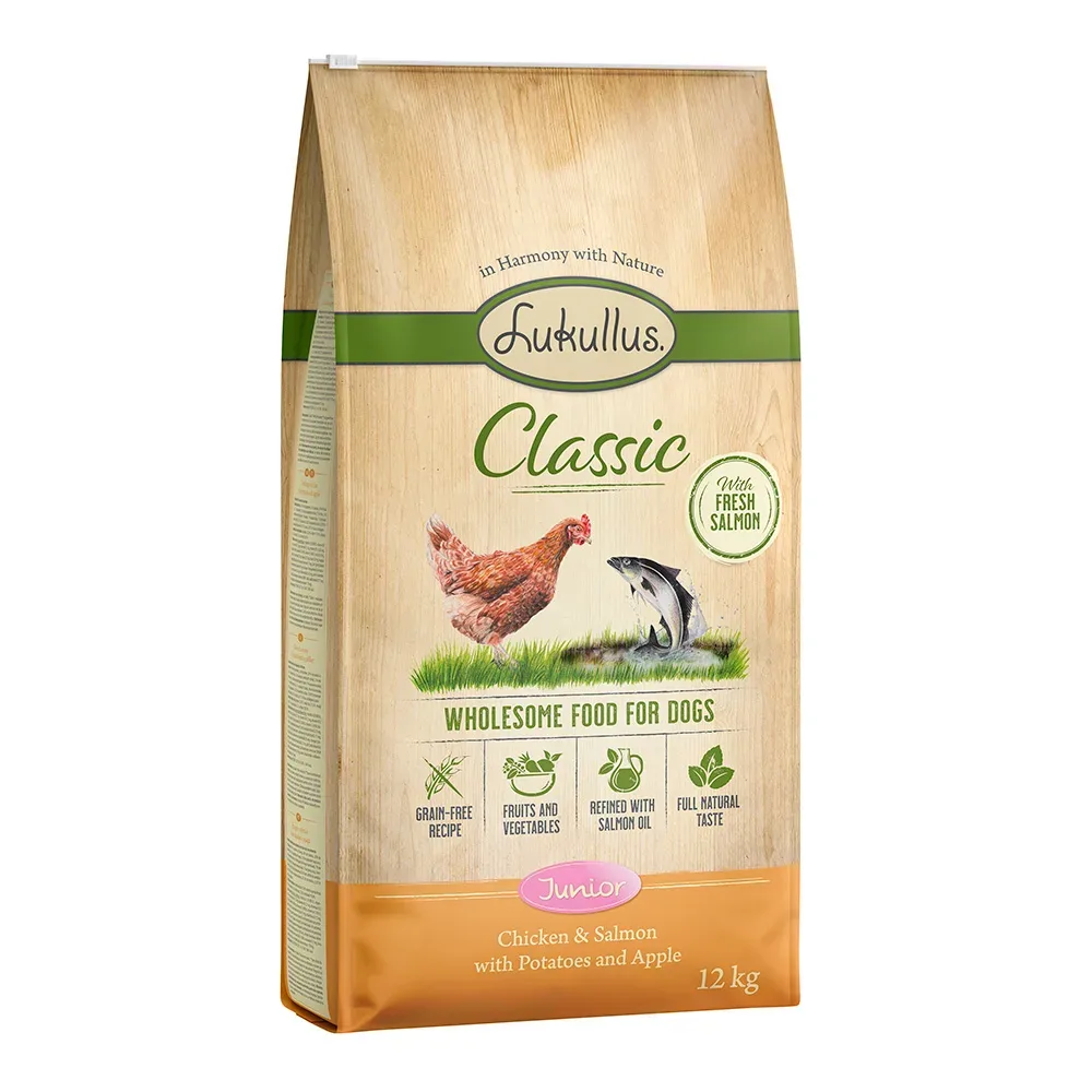 Lukullus Classic Junior Huhn & Lachs  - Sparpaket: 5 x 1 kg neue Rezeptur
