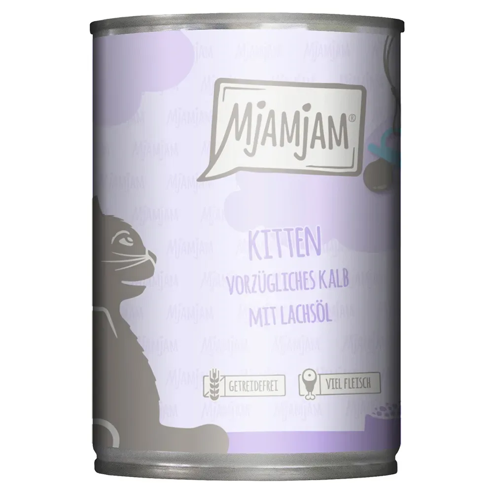 Sparpaket MjAMjAM Kitten 24 x 400 g - vorzügliches Kalb mit Lachsöl
