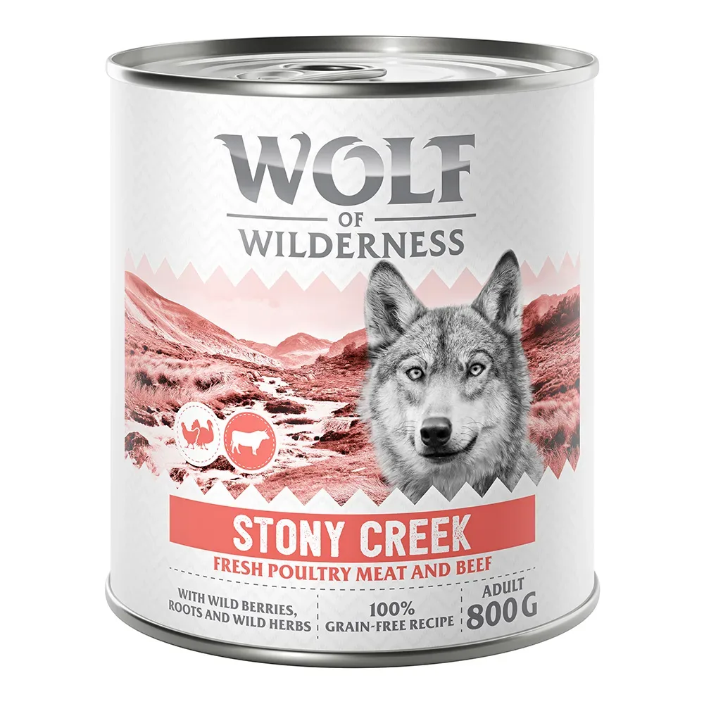 Wolf of Wilderness Adult 6 x 800 g - Mit viel frischem Geflügel  - Stony Creek - Geflügel mit Rind