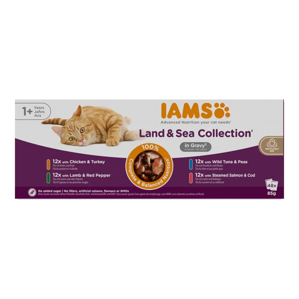 IAMS Advanced Nutrition Adult Land & Sea Mix - Sparpaket: in Sauce (48 x 85 g)