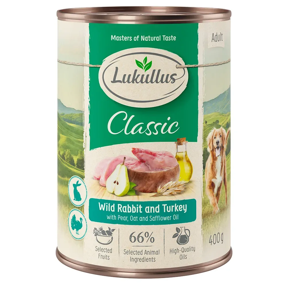 Sparpaket Lukullus Naturkost 24 x 400 g - Adult Wildkaninchen & Truthahn