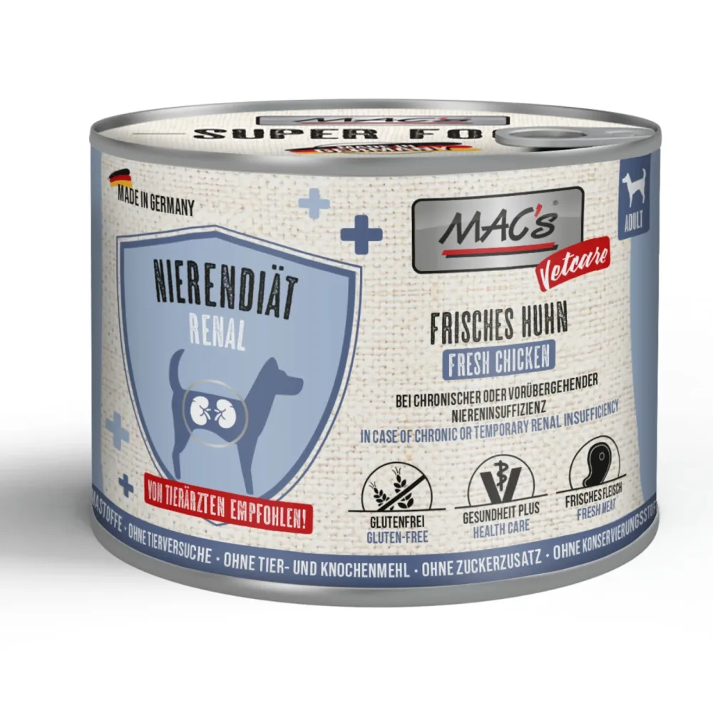 Sparpaket MAC's Dog Vetcare Nierendiät 24 x 200 g - Huhn