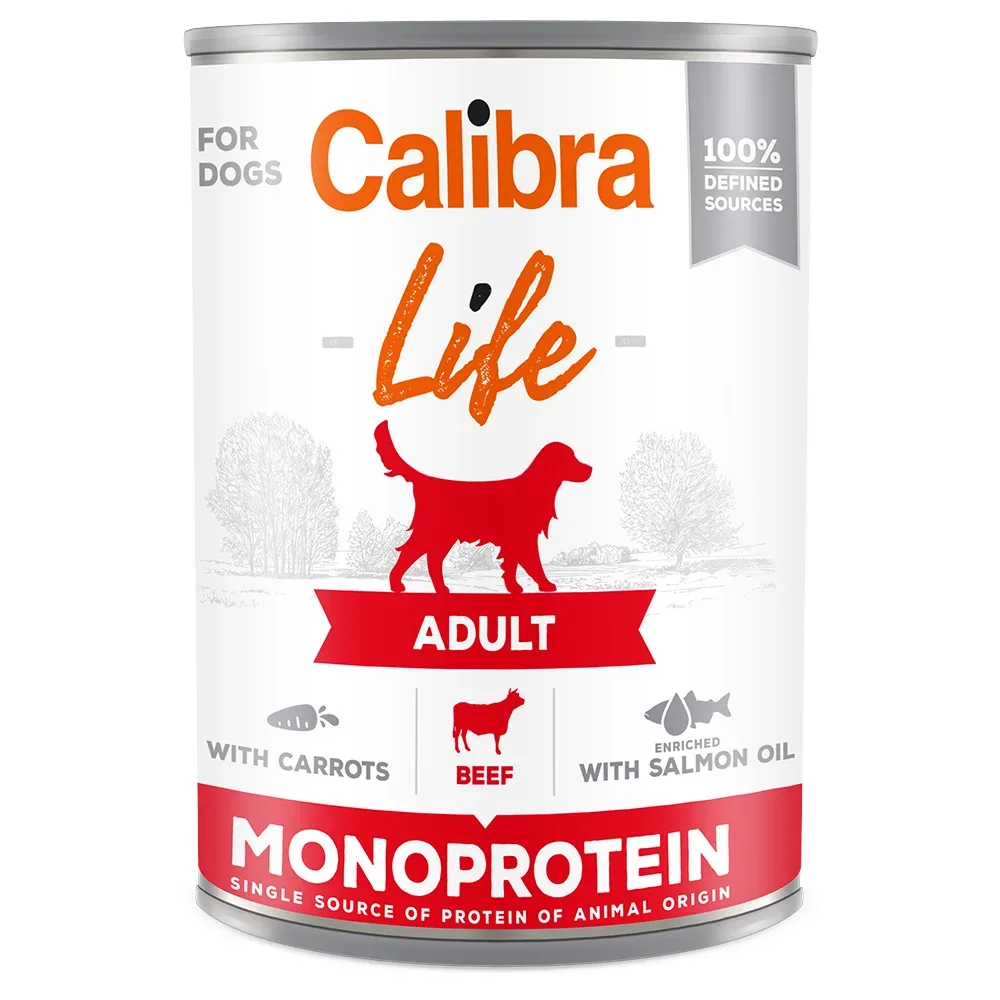 Spezialitätenpackung Calibra Dog Life Adult 6 x 400 g - Rindfleisch mit Karotten