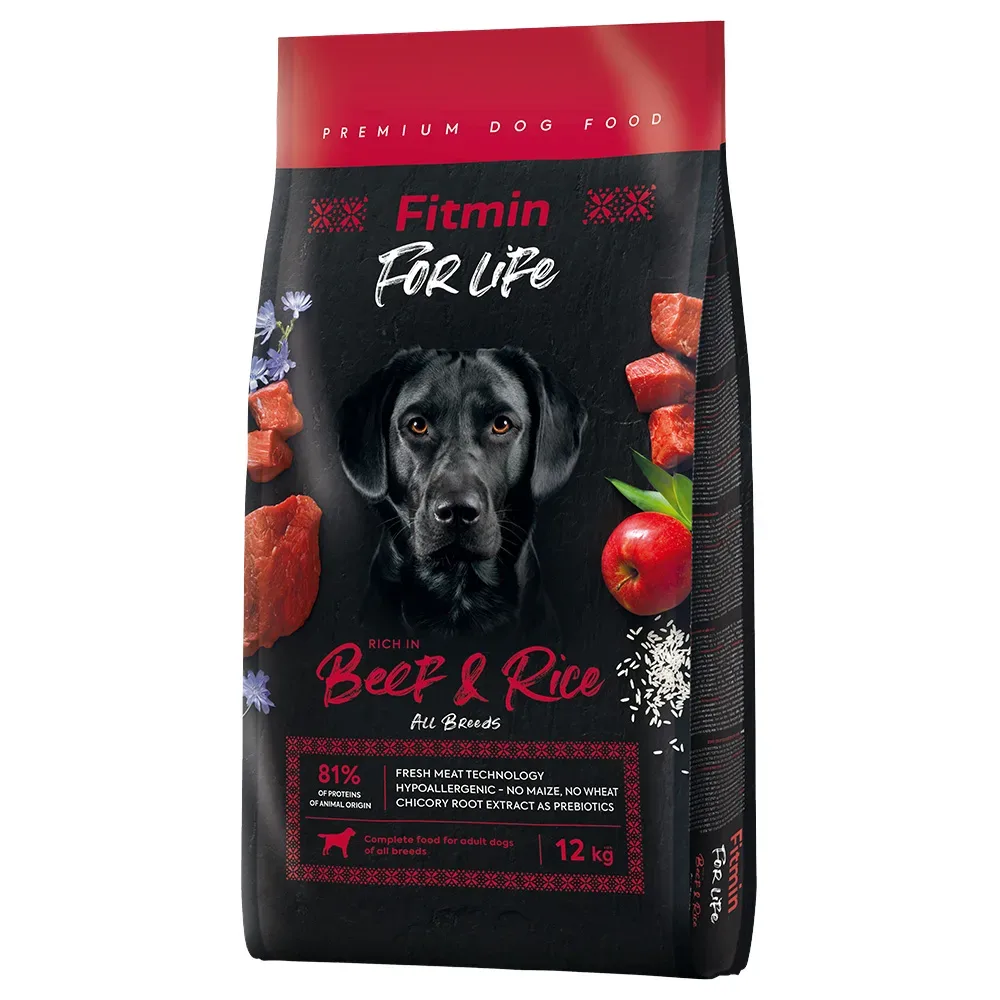Fitmin Dog for life, Rindfleisch und Reis - 12 kg