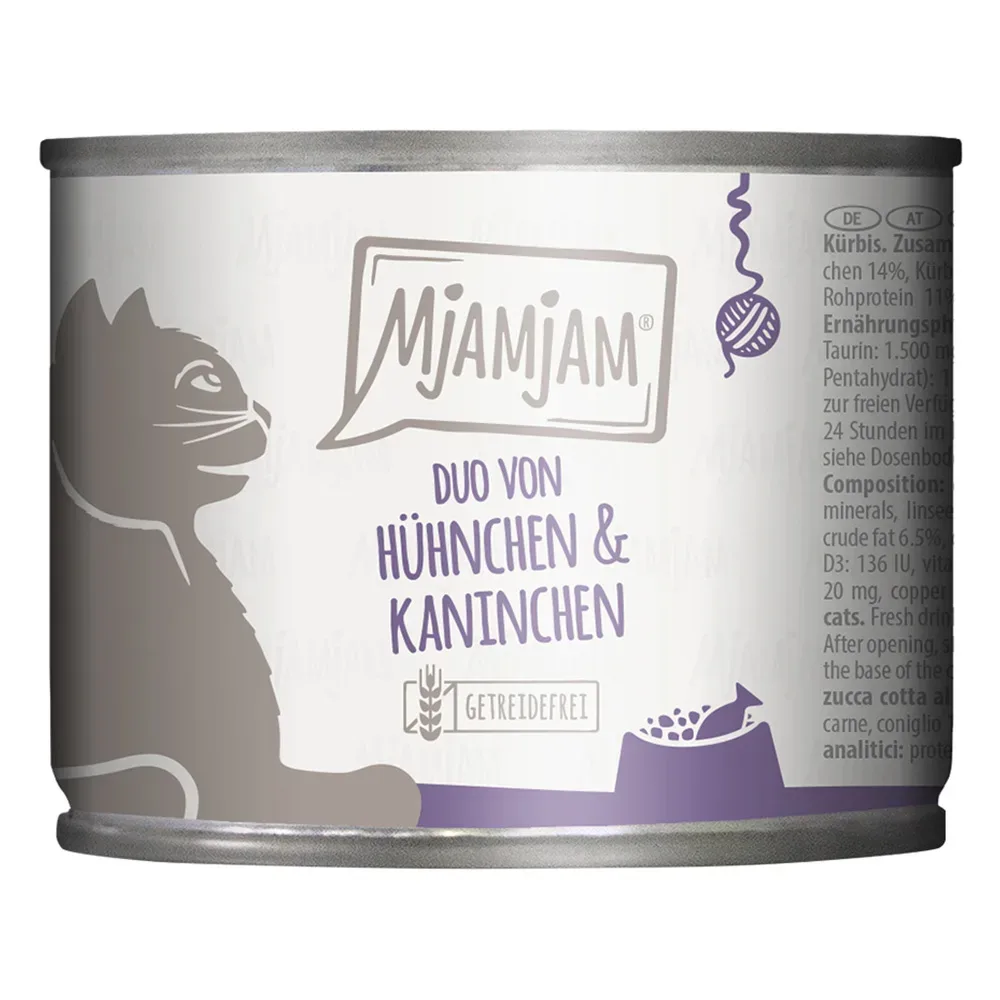 MjAMjAM Duo 6 x 200 g - zarte Ente & Hühnchen an Möhrchen