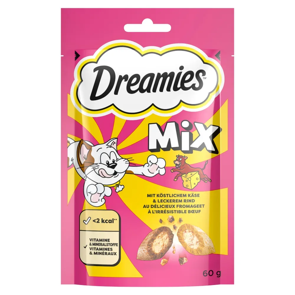 Dreamies Katzensnacks Mix Pack - Sparpaket: Käse und Rind (6 x 60 g)