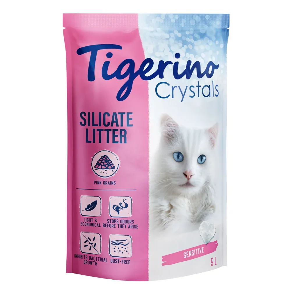 Tigerino Crystals bunte Katzenstreu - Sensitive, parfümfrei - blau 5 l