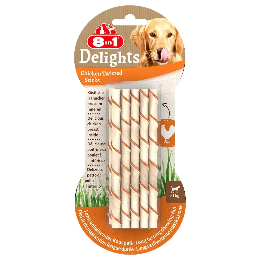 8in1 Delights Twisted Sticks für kleine Hunde Huhn - 35 Stück