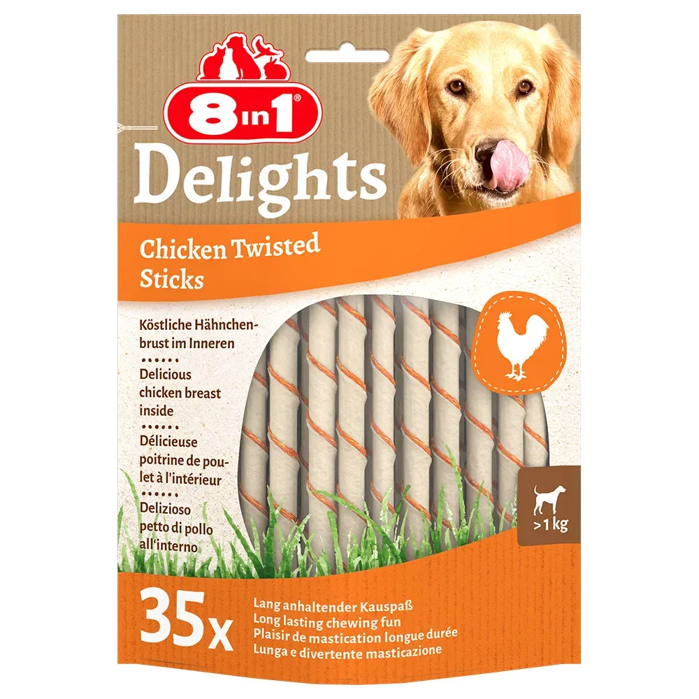 8in1 Delights Twisted Sticks für kleine Hunde Huhn - 35 Stück