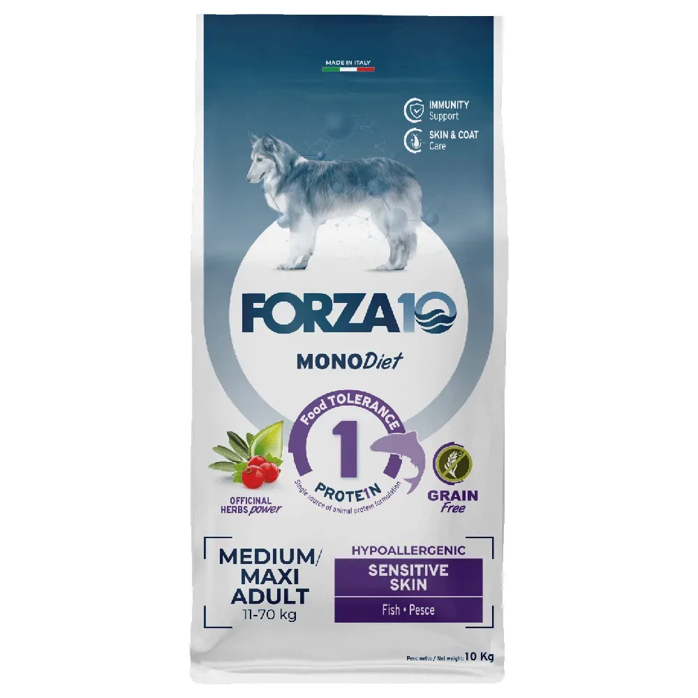 Forza 10 Mono Diet Medium & Large Sensitive Skin mit Fisch - Sparpaket: 2 x 10 kg