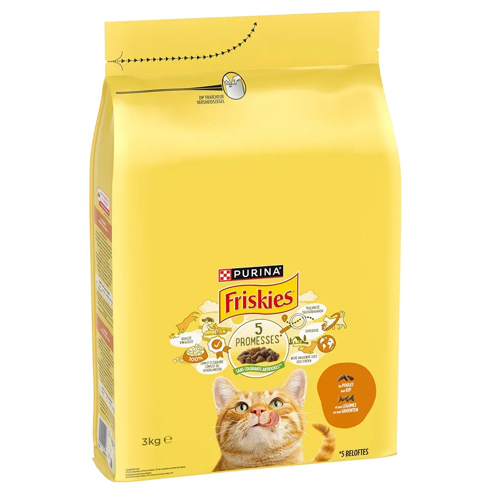 PURINA Friskies Adult Katze mit Huhn und Gemüse - Sparpaket: 3 x 3 kg