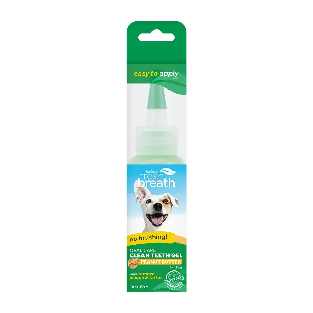 TropiClean Fresh Breath Erdnussbutter Zahnpflege-Gel für Hunde - Sparpaket: 2 x 59 ml
