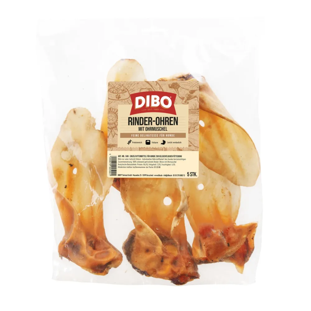 DIBO Rinderohren mit Muschel - 5 Stück