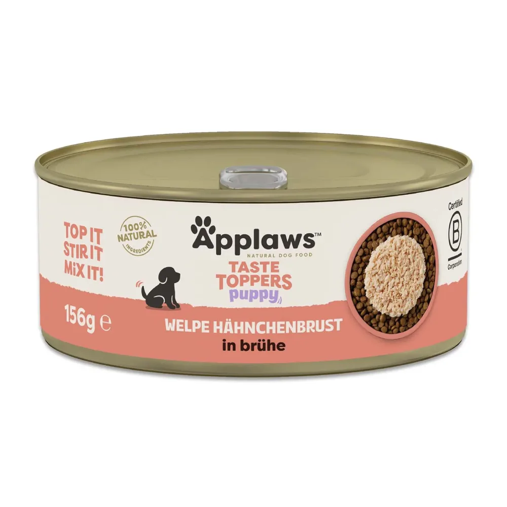 Sparpaket Applaws Puppy Taste Toppers in Brühe 12 x 156 g - Hähnchenbrust