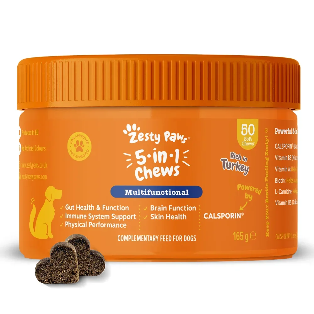 Zesty Paws 5-in-1 Chews Truthahn - Sparpaket: 2 x 50 Kautabletten