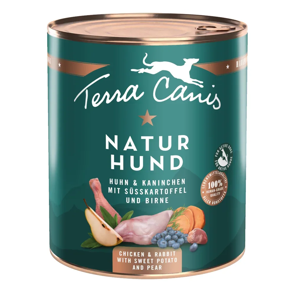 Terra Canis Naturhund 6 x 800 g - Huhn & Kaninchen mit Süsskartoffel & Birne