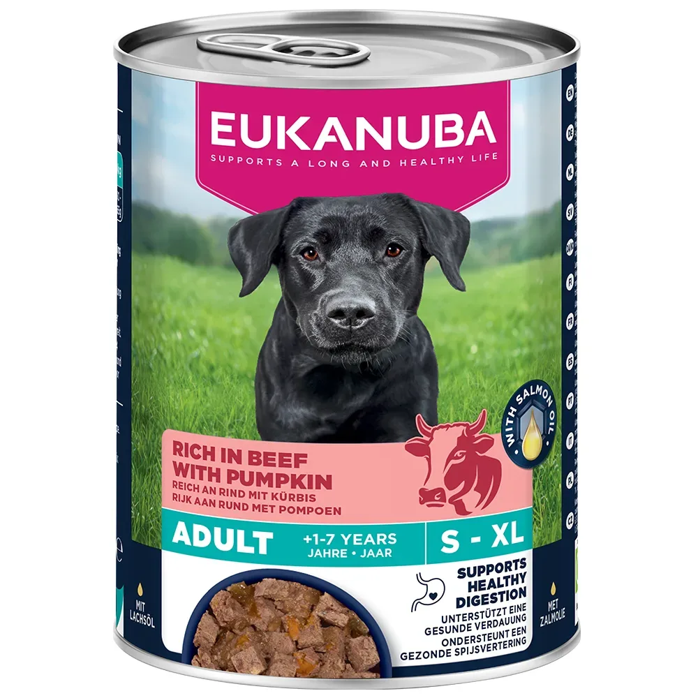 Eukanuba Adult Reich an Rind mit Kürbis - Sparpaket: 24 x 400 g