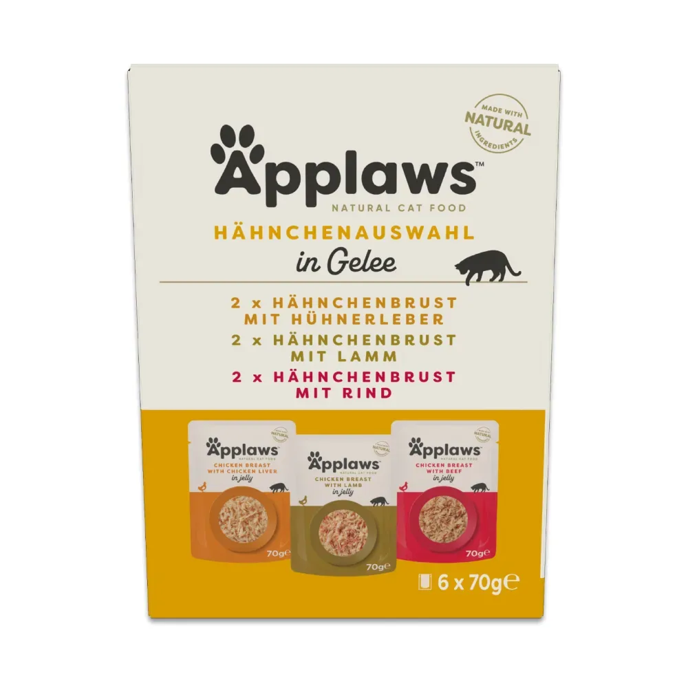 Probierpaket Applaws Cat Pouch in Jelly 6 x 70 g - Auswahl mit Huhn