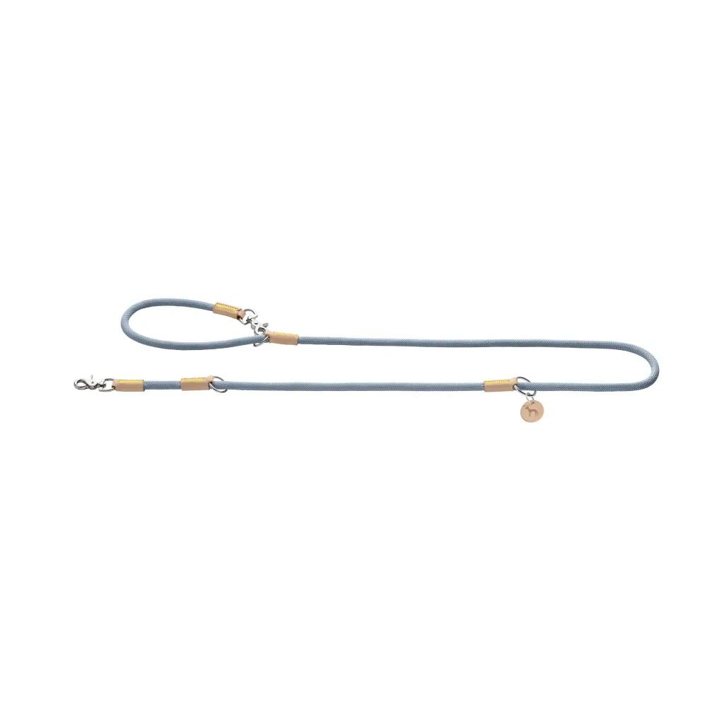 HUNTER Verstellbare Hundeführleine Malia, taubenblau/beige - 200 cm lang, 10 mm breit