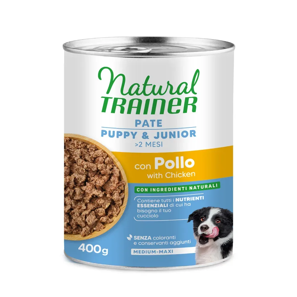 Natural Trainer Pate Medium & Maxi Puppy & Junior - Sparpaket: 12 x 400 g Huhn