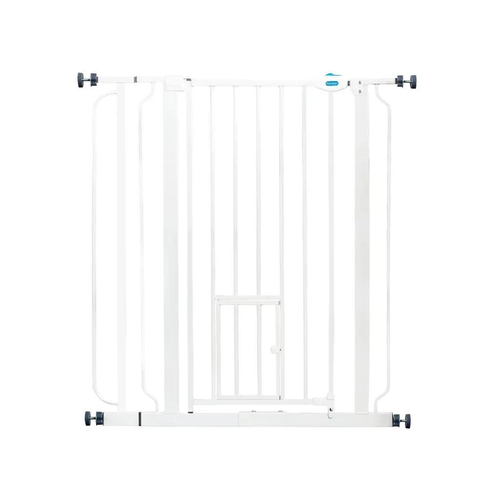 Carlson extrahohes Gitter mit Kleintiertür - 75 - 90 cm breit, weiss