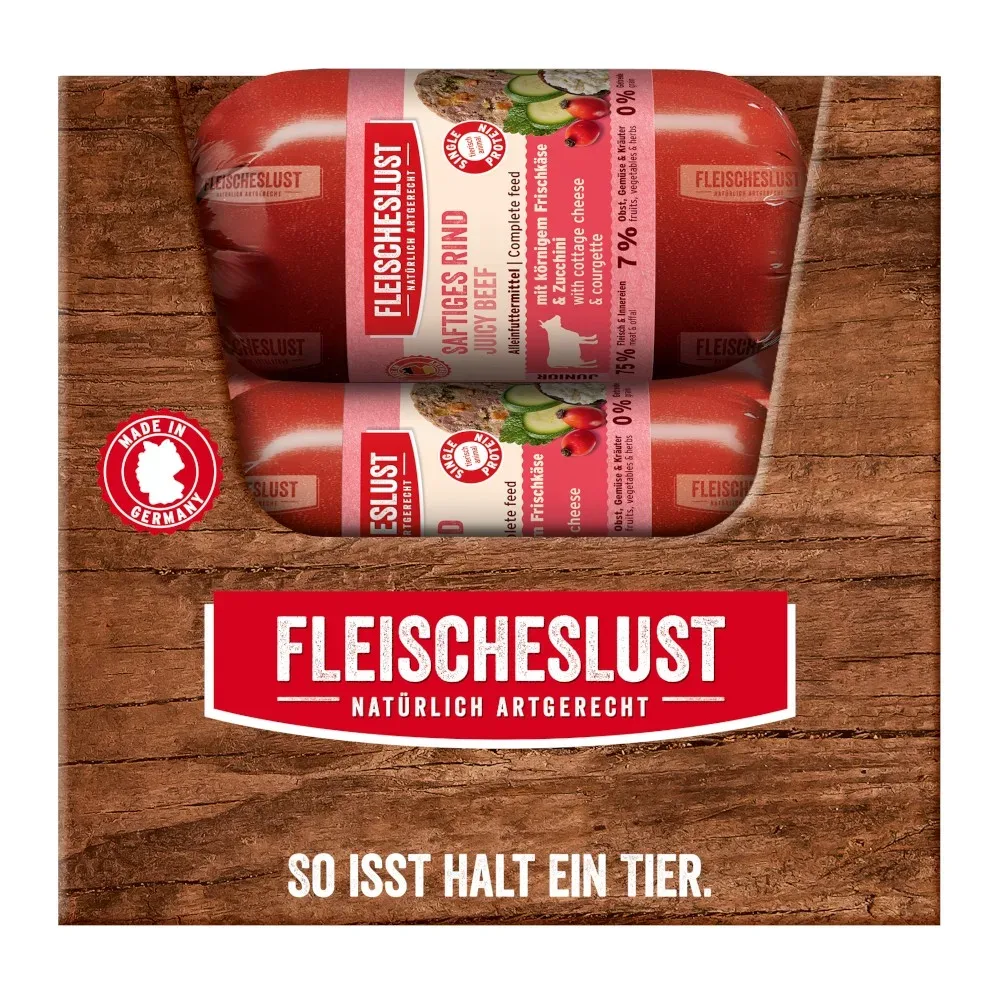 Fleischeslust Junior Classic 15 x 200 g - saftiges Rind mit körnigem Frischkäse & Zucchini