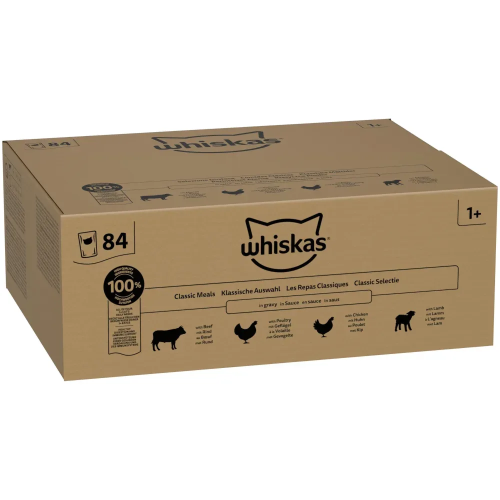 Whiskas 1+ Adult Beutel 84 x 85 g - Klassische Gerichte in Sosse