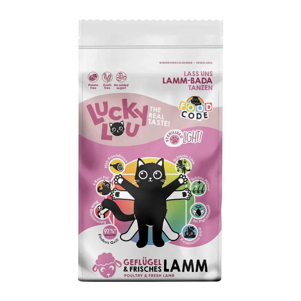 Lucky Lou Trockenfutter Katze Adult, Light, Geflügel und Lamm 9 kg