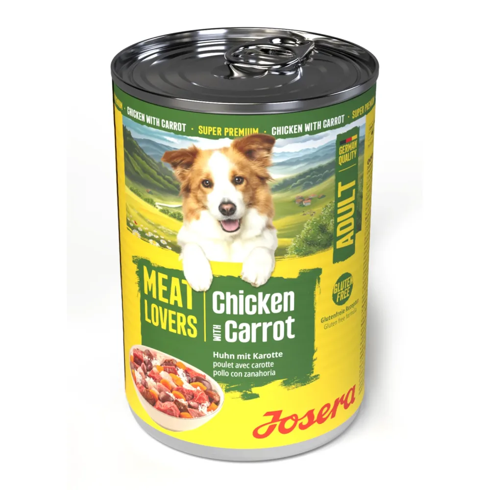Sparpaket Josera Meatlovers Menü 12 x 400 g - Huhn & Karotte (neues Design)