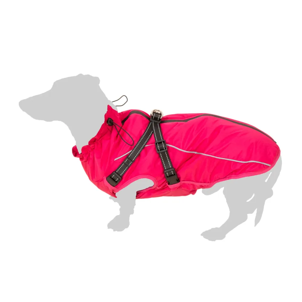 TIAKI Hundemantel mit Geschirr Arkon, pink - ca. 30 cm Rückenlänge
