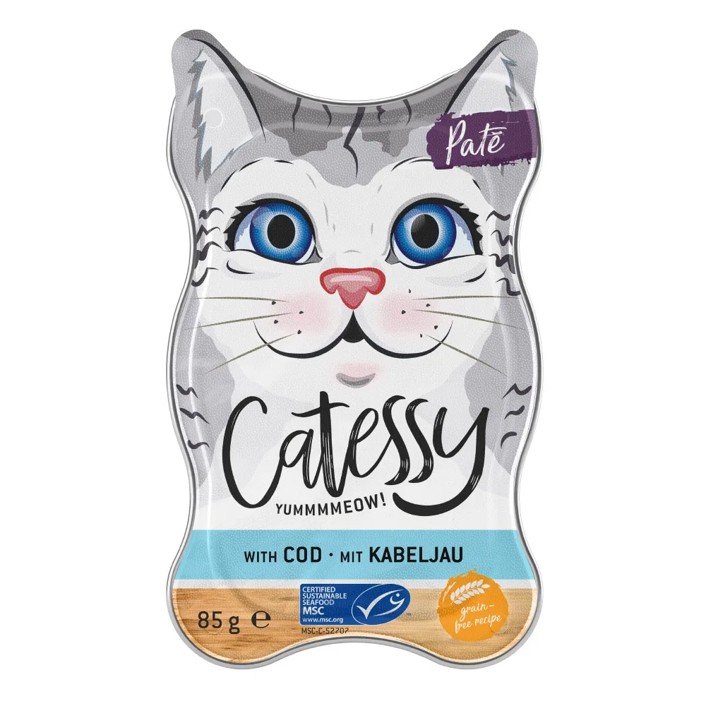 Catessy Schälchen Paté mit Häppchen und MSC Kabeljau - 36 x 85 g