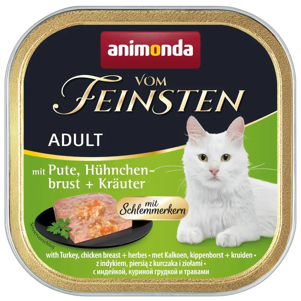 animonda vom Feinsten Adult mit Schlemmerkern 6 x 100 g - Pute, Hühnchenbrust & Kräuter
