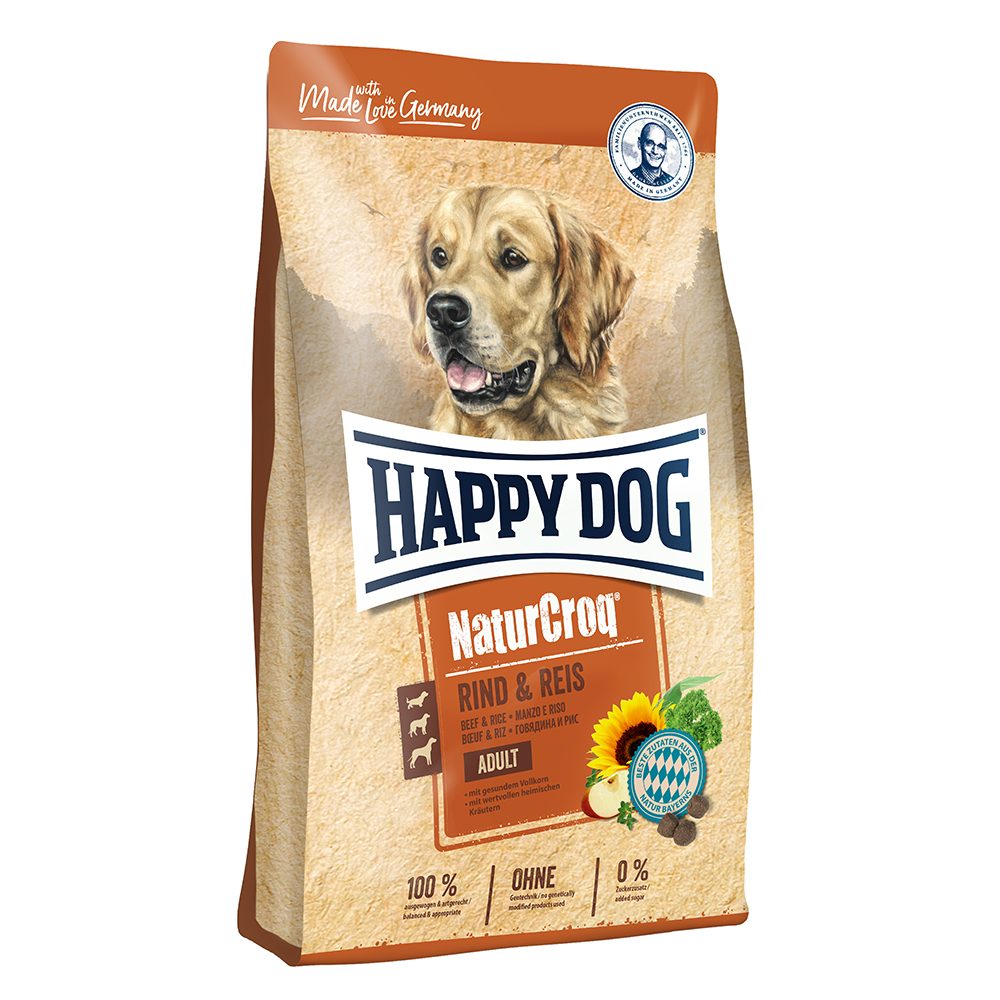 HAPPY DOG NaturCroq Trockenfutter Hund Adult, Rind & Reis 15 kg