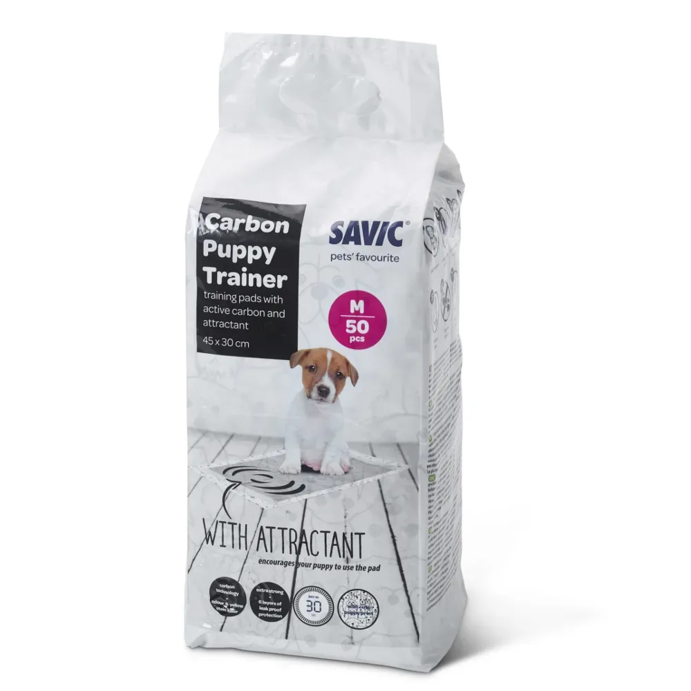Savic Puppy Trainer Pads mit Aktivkohle - Large: L 60 x B 45 cm, 50 Stück