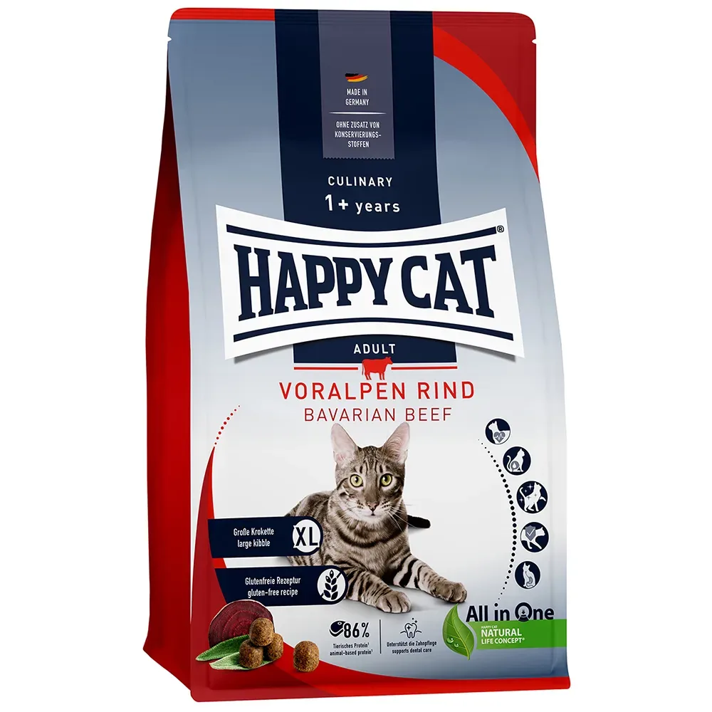 HAPPY CAT Culinary Trockenfutter Katze Adult, Voralpen-Rind 10 kg
