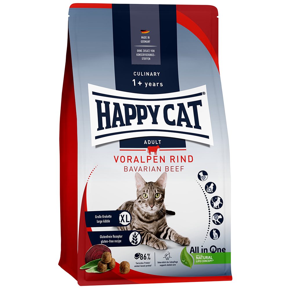 HAPPY CAT Culinary Trockenfutter Katze Adult, Voralpen-Rind 1.3 kg