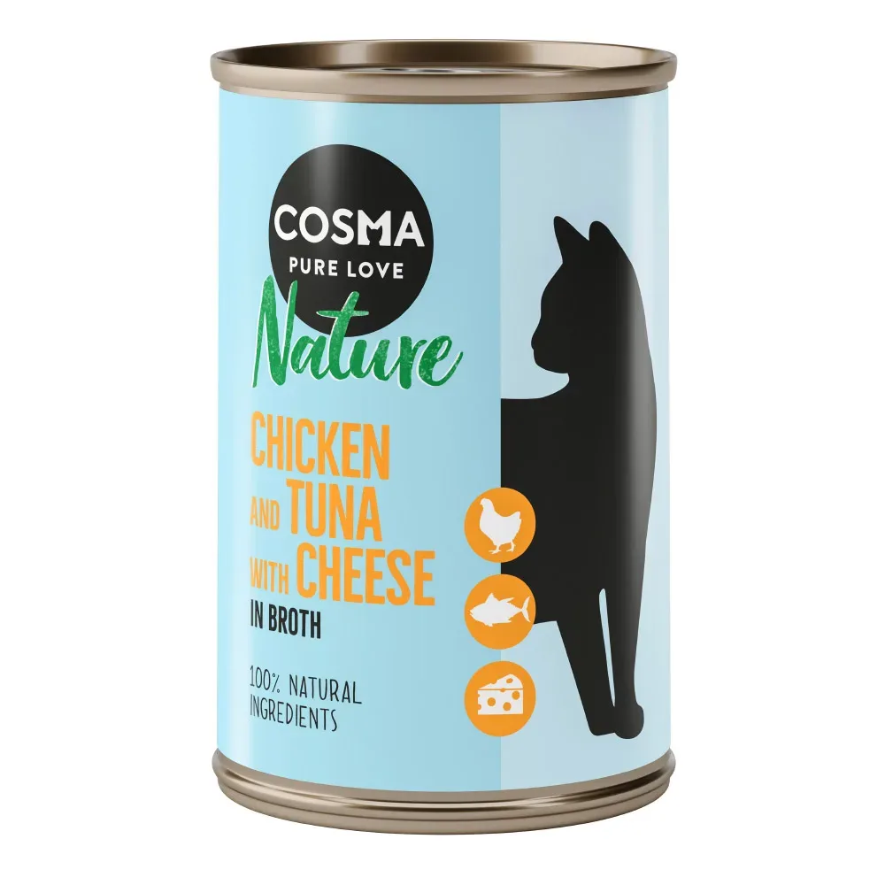 Sparpaket Cosma Nature 12 x 140 g - Hühnchen & Thunfisch mit Käse