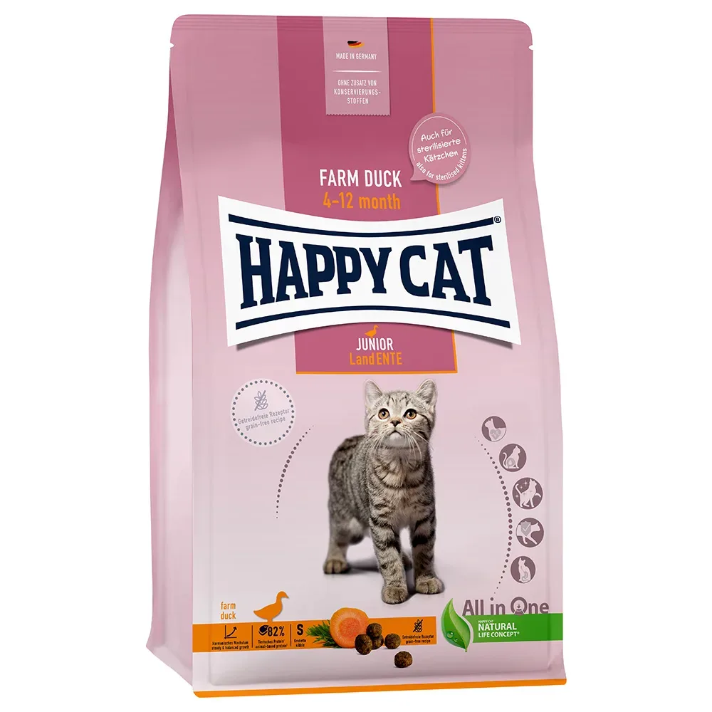 Happy Cat Young Junior Land-Ente - Sparpaket: 2 x 1,3 kg
