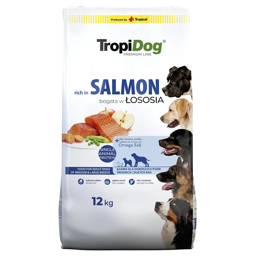 Tropidog Premium Adult Medium & Large Lachs - Sparpaket: 2 x 12 kg