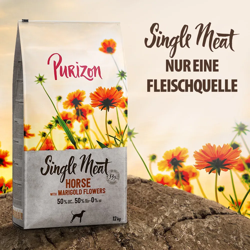 Purizon Single Meat Adult Pferd mit Süsskartoffel und Ringelblumenblüten - 1 kg