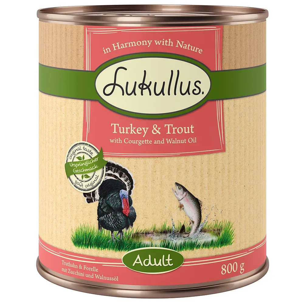 Lukullus Naturkost Adult Getreidefrei 6 x 800 g - Truthahn & Forelle