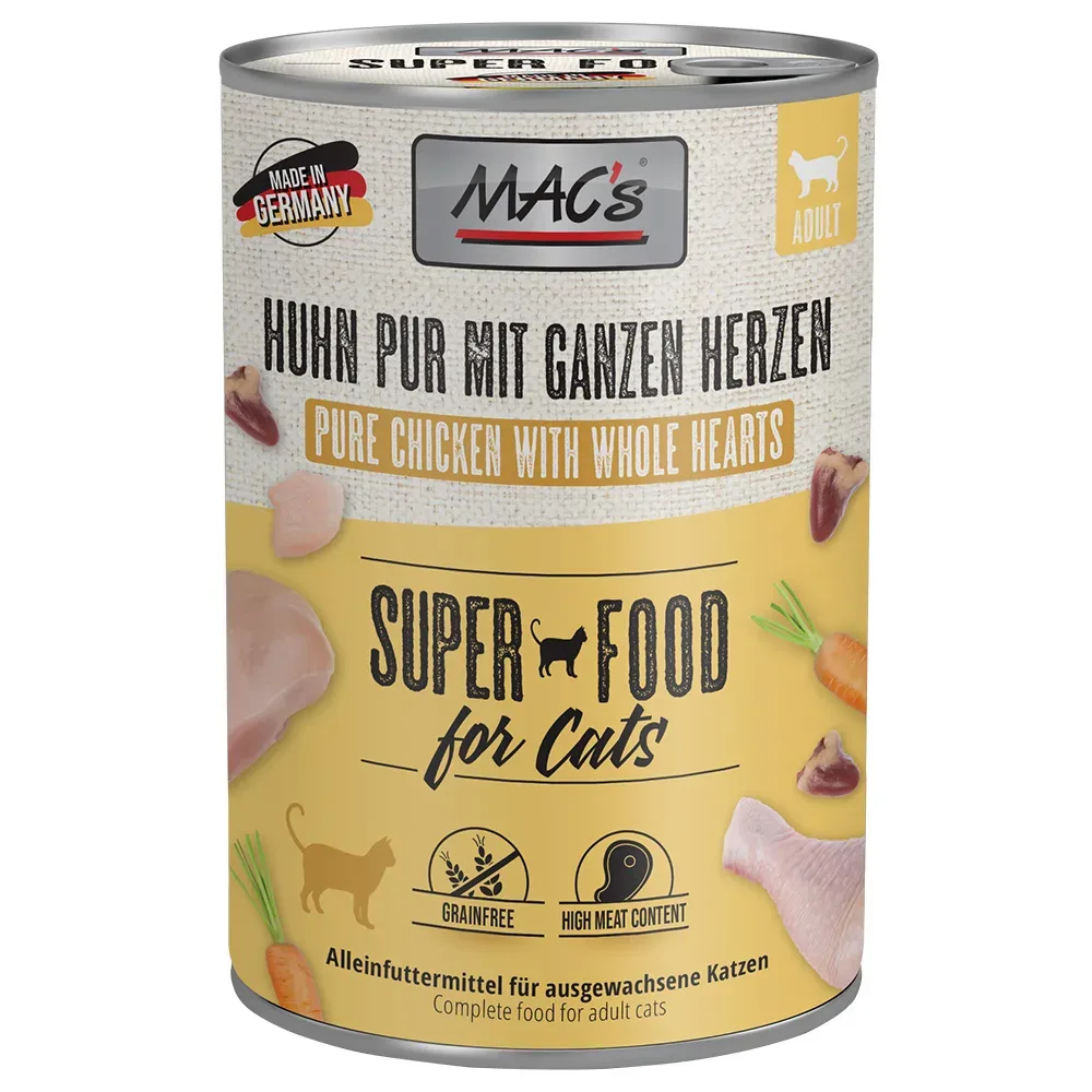 Sparpaket MAC´s Cat 12 x 400 g - Huhn PUR mit ganzen Geflügelherzen